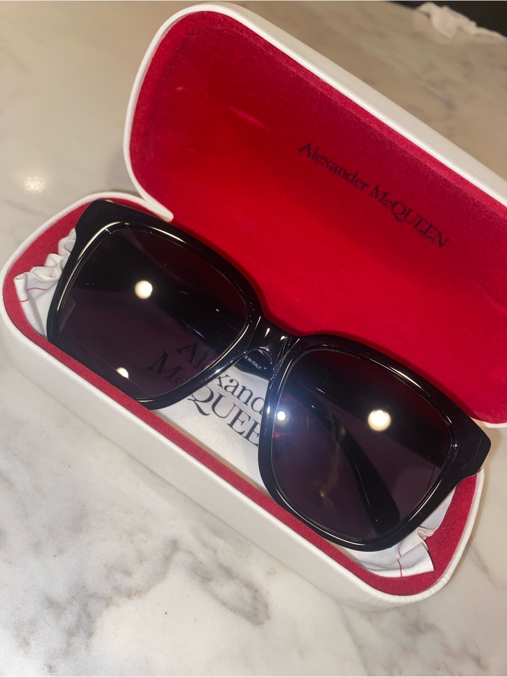 Alexander McQueen Black Oversized Square Sunglasses